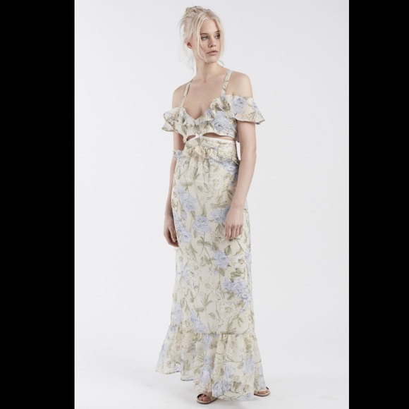 For Love & Lemons Cadence Maxi Dress Ruffle Floral - Picture 13 of 16